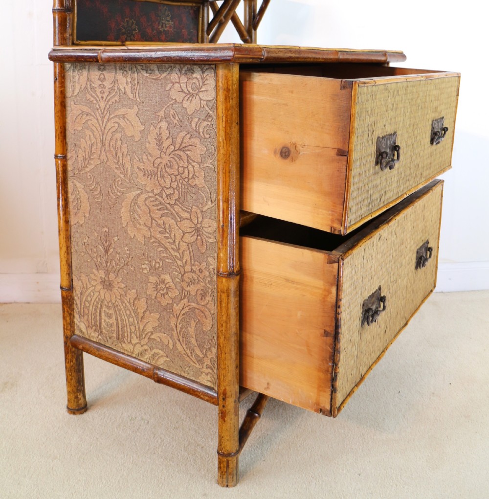 Victorian 'Japanese Style' Bamboo & Rattan Bedroom Suite with Wardrobe, Dressing Table & Washstand View XIX