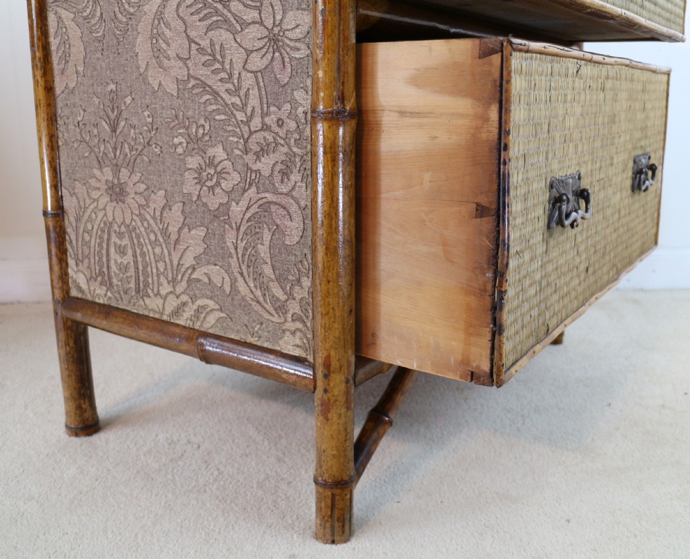 Victorian 'Japanese Style' Bamboo & Rattan Bedroom Suite with Wardrobe, Dressing Table & Washstand View XX