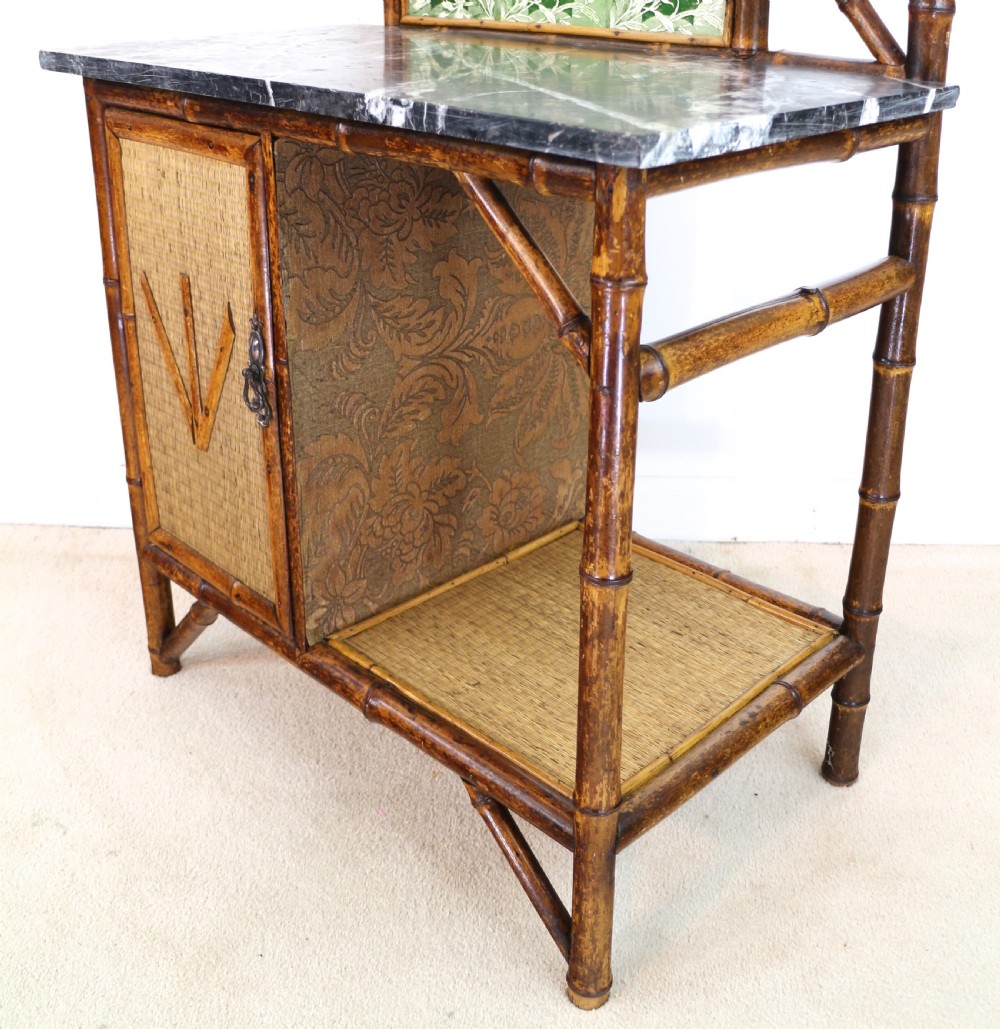 Victorian 'Japanese Style' Bamboo & Rattan Bedroom Suite with Wardrobe, Dressing Table & Washstand View XXIX