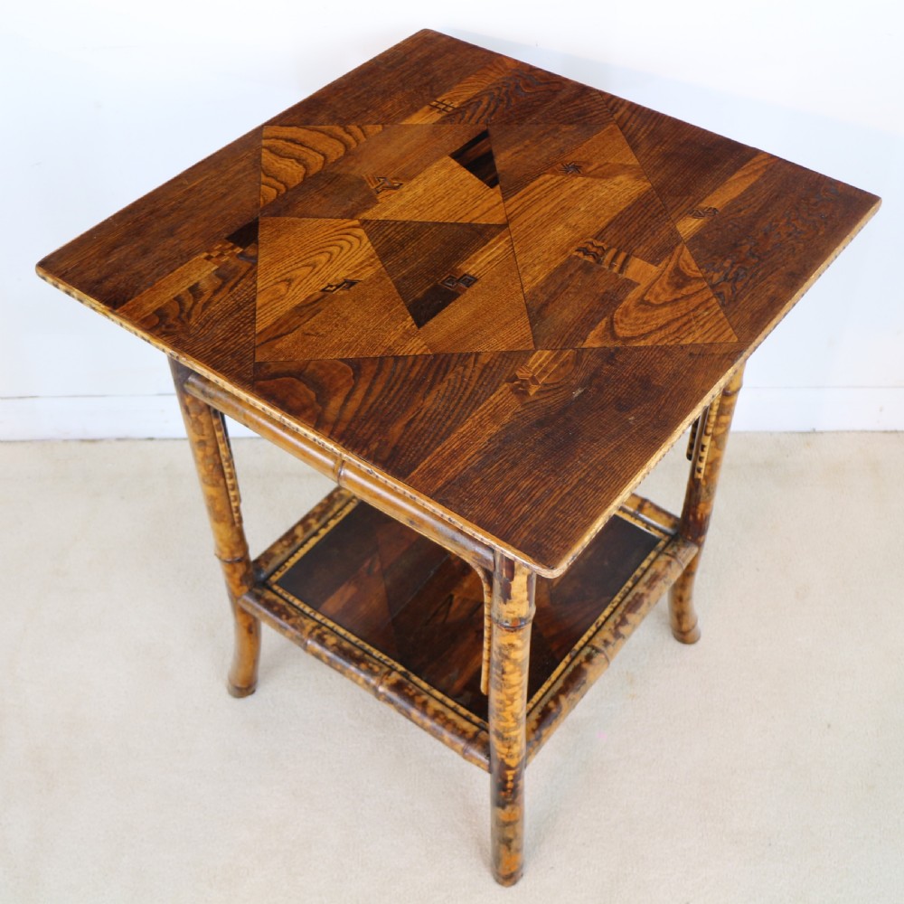 Victorian Japanese Parquetry & Tortoiseshell Bamboo Table View III