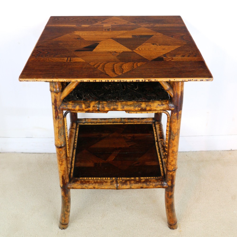 Victorian Japanese Parquetry & Tortoiseshell Bamboo Table View IV