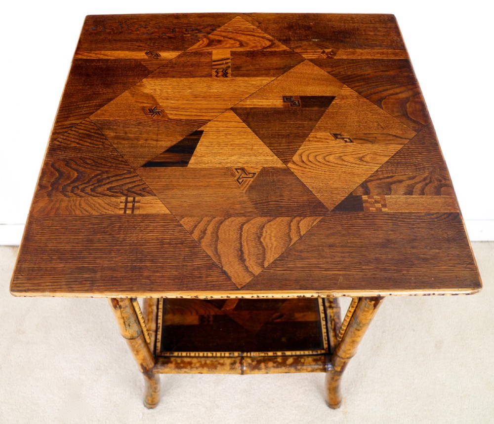 Victorian Japanese Parquetry & Tortoiseshell Bamboo Table View V