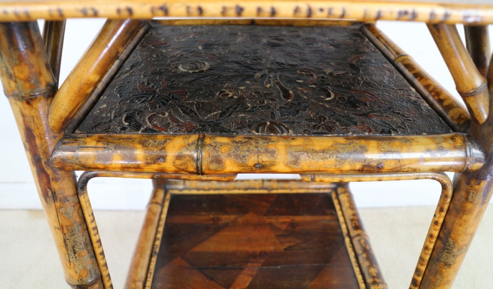 Victorian Japanese Parquetry & Tortoiseshell Bamboo Table View XIII