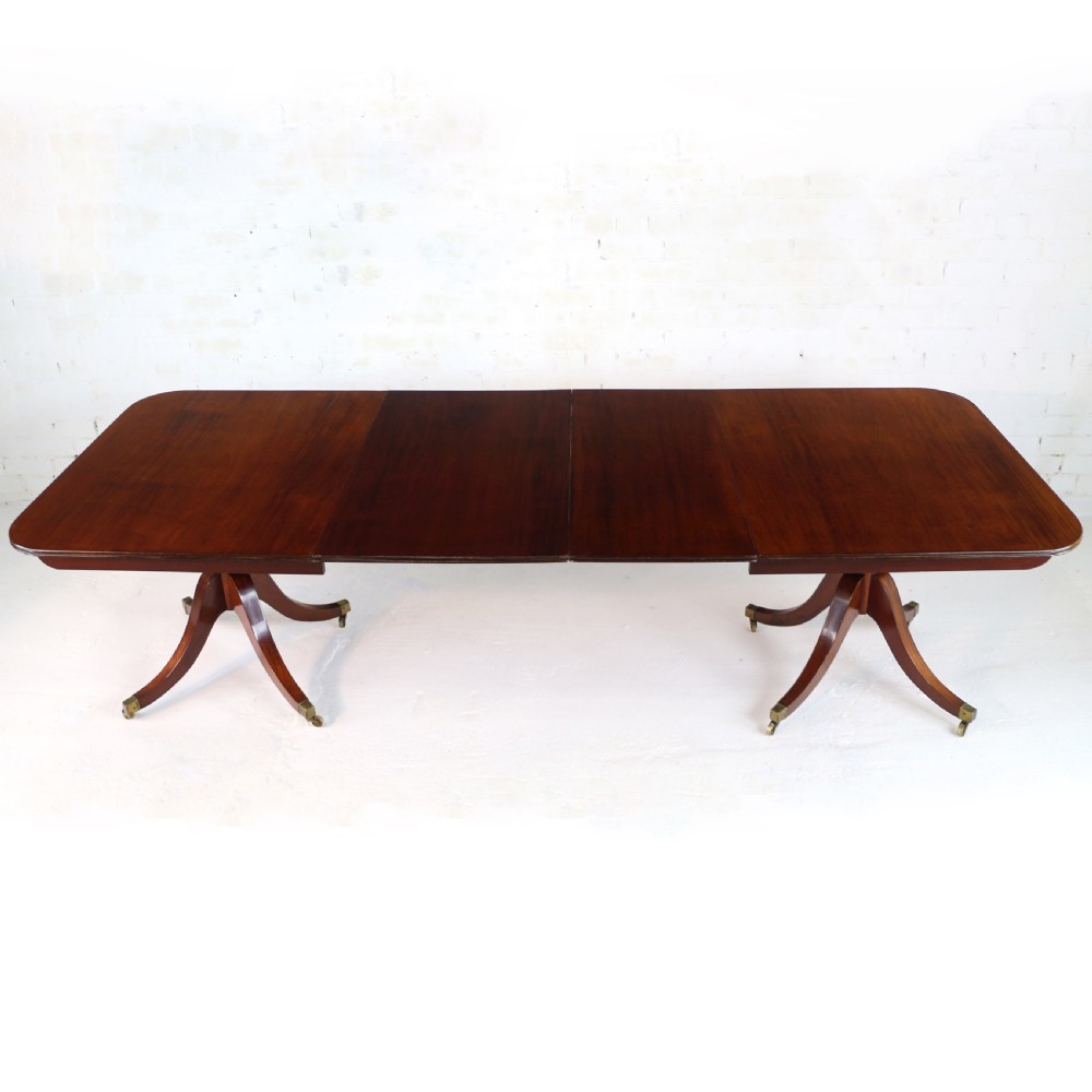 Regency & later Solid Mahogany Extending Two Pillar Dining Table