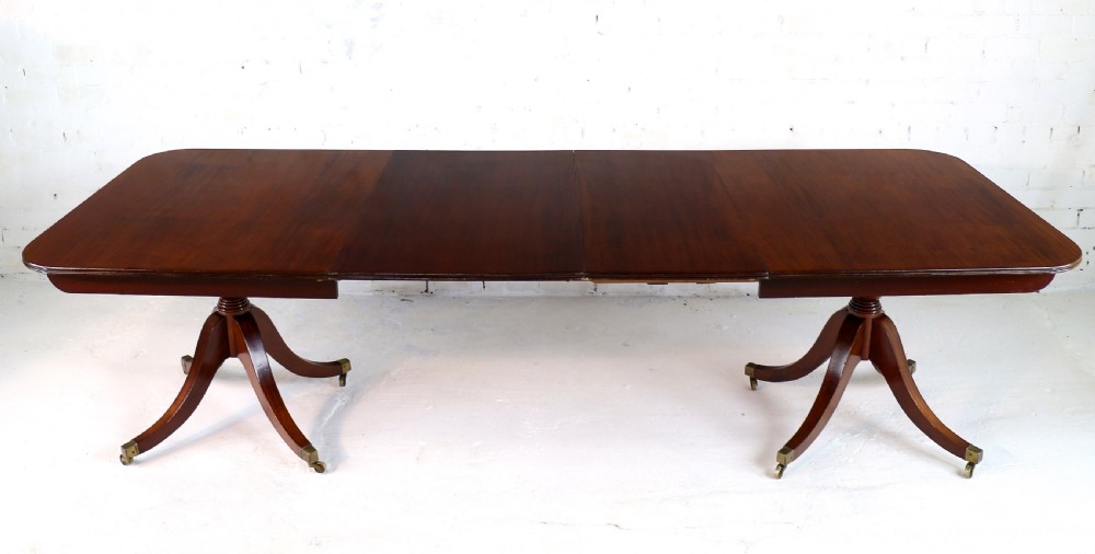Regency & later Solid Mahogany Extending Two Pillar Dining Table View II