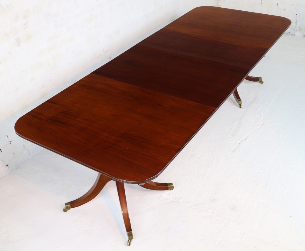 Regency & later Solid Mahogany Extending Two Pillar Dining Table View III
