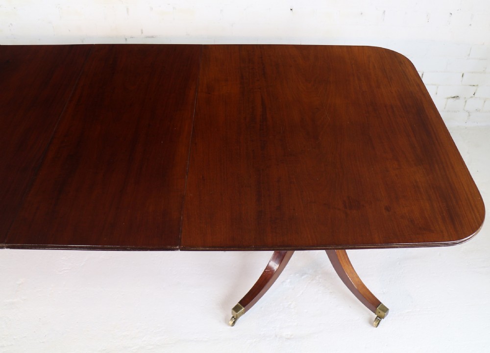 Regency & later Solid Mahogany Extending Two Pillar Dining Table View VIII