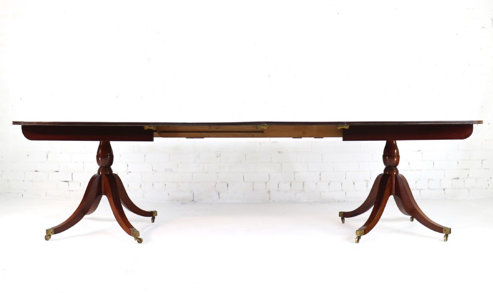 Regency & later Solid Mahogany Extending Two Pillar Dining Table View XIII