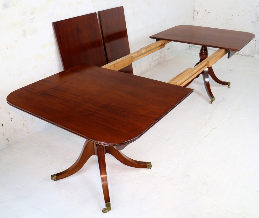 Regency & later Solid Mahogany Extending Two Pillar Dining Table View XV