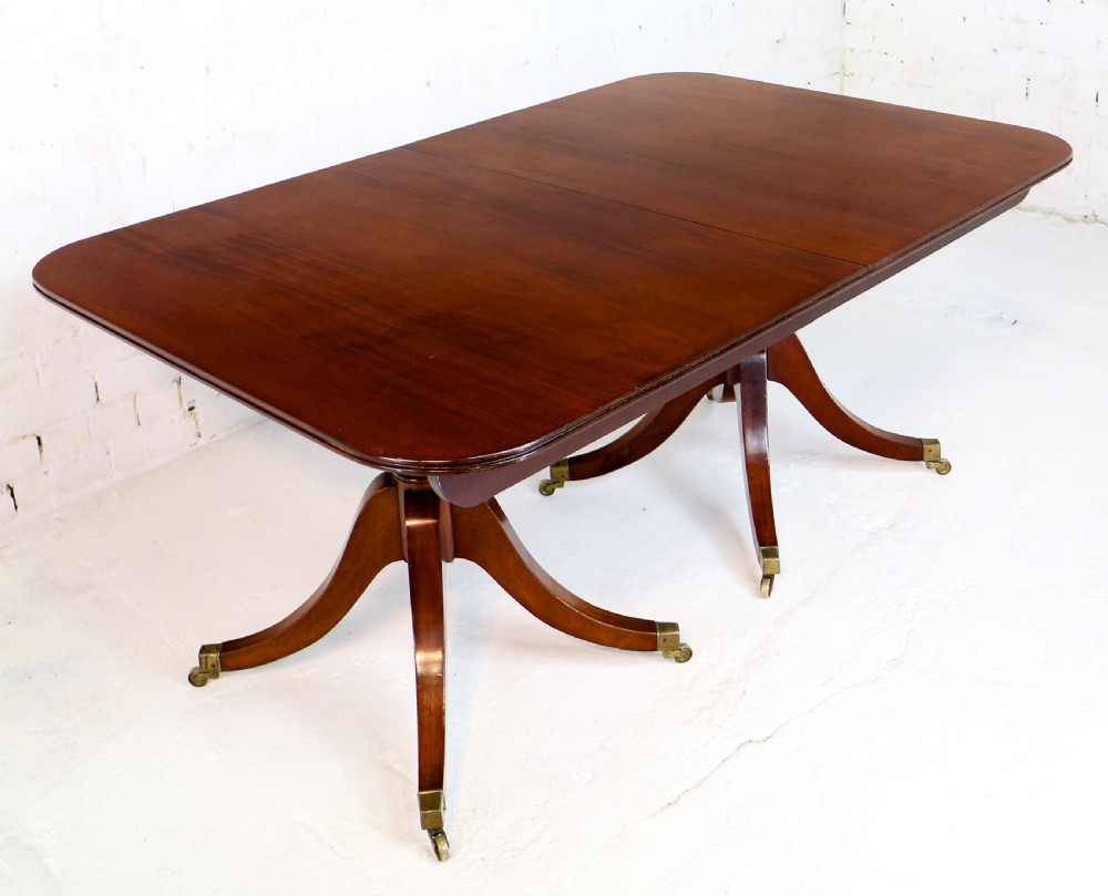 Regency & later Solid Mahogany Extending Two Pillar Dining Table View XVI