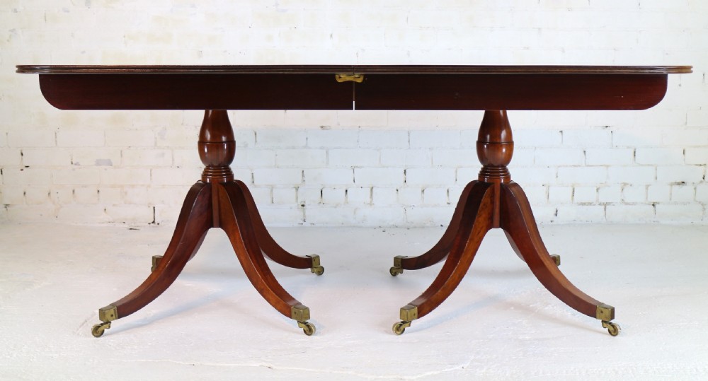 Regency & later Solid Mahogany Extending Two Pillar Dining Table View XIX