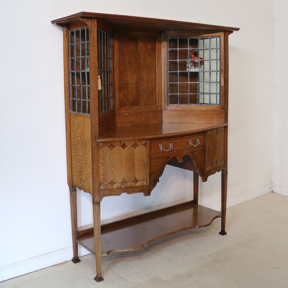 Bath Cabinet Makers Arts & Crafts Oak & Inlaid Sideboard Cabinet View II