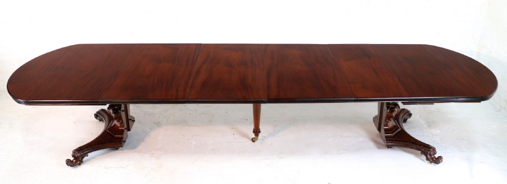 William IV Mahogany Extending Pedestal Dining Table & 4 Leaves, seats 14-16 View III