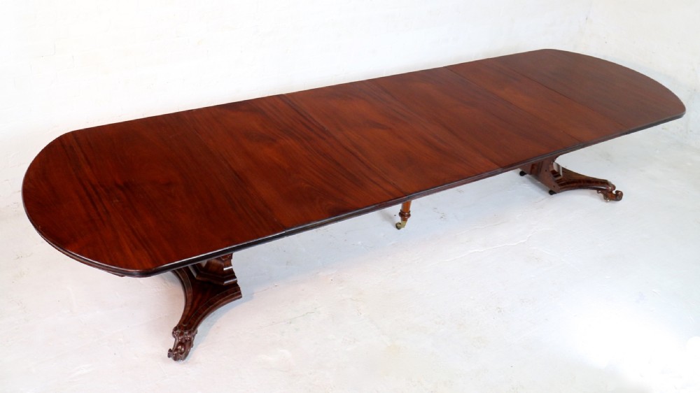 William IV Mahogany Extending Pedestal Dining Table & 4 Leaves, seats 14-16 View V