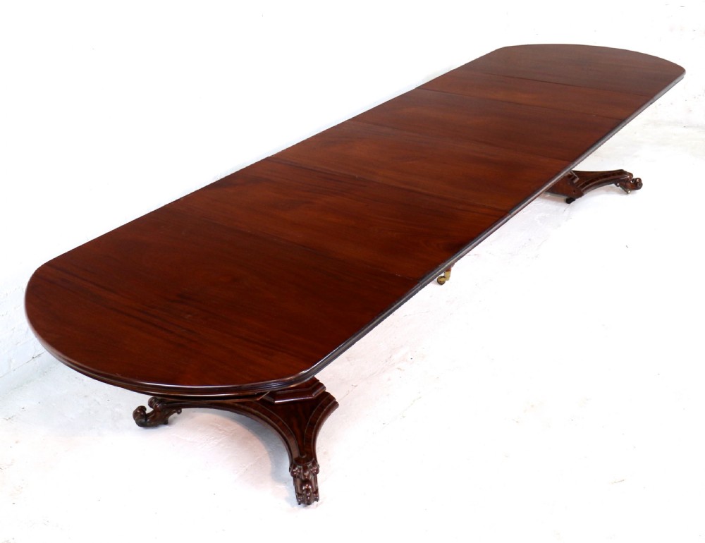 William IV Mahogany Extending Pedestal Dining Table & 4 Leaves, seats 14-16 View VI