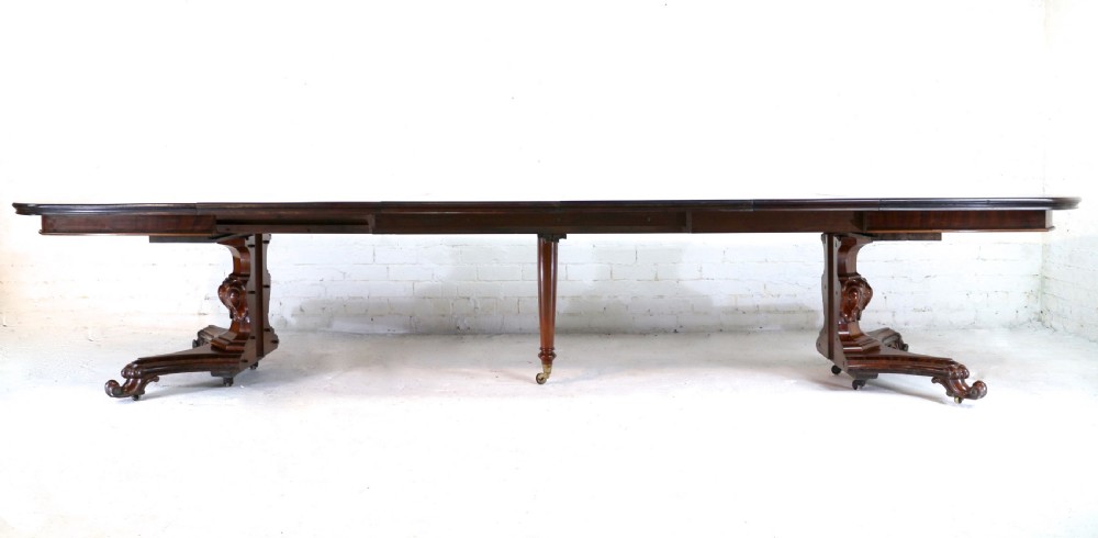 William IV Mahogany Extending Pedestal Dining Table & 4 Leaves, seats 14-16 View VIII