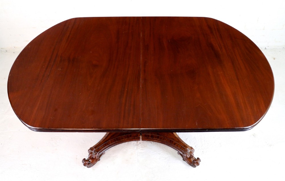 William IV Mahogany Extending Pedestal Dining Table & 4 Leaves, seats 14-16 View XVIII