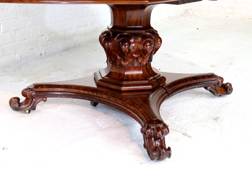 William IV Mahogany Extending Pedestal Dining Table & 4 Leaves, seats 14-16 View XX