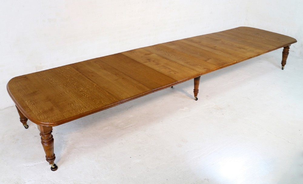 Victorian Oak Extending Dining Table & 8 Leaves, 18ft, seats 20 View II