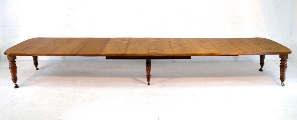 Victorian Oak Extending Dining Table & 8 Leaves, 18ft, seats 20 View III