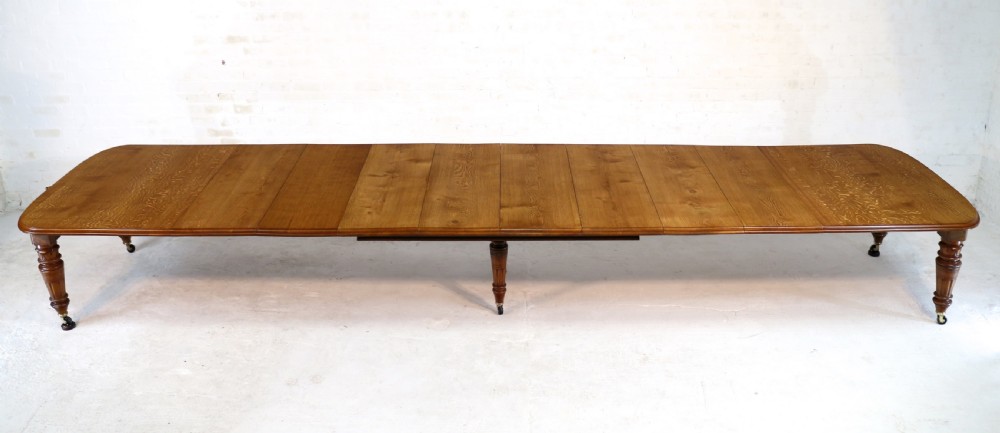 Victorian Oak Extending Dining Table & 8 Leaves, 18ft, seats 20 View IV