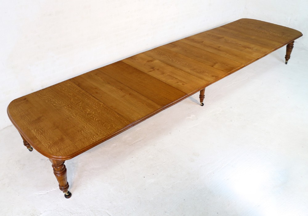Victorian Oak Extending Dining Table & 8 Leaves, 18ft, seats 20 View VI