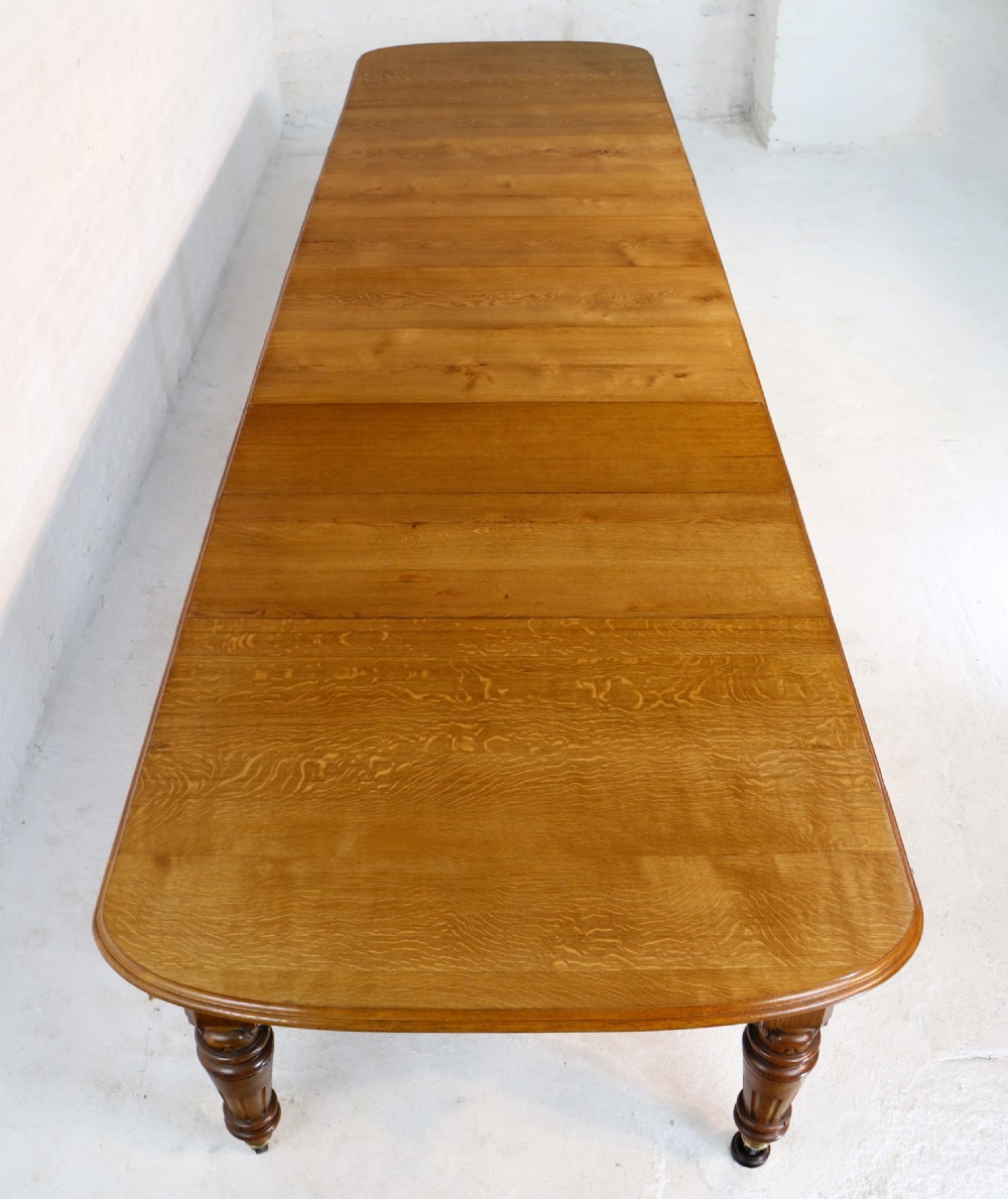 Victorian Oak Extending Dining Table & 8 Leaves, 18ft, seats 20 View VII