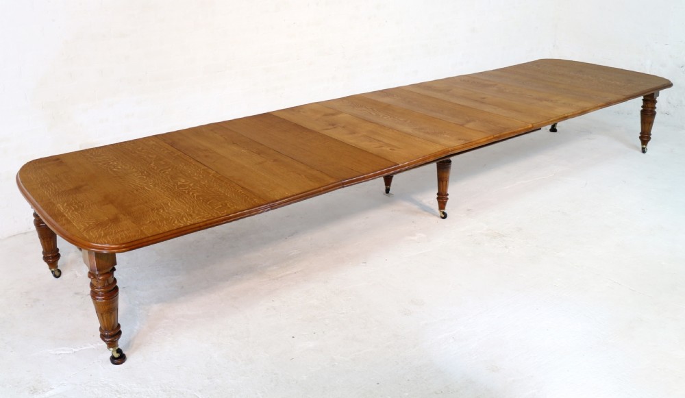 Victorian Oak Extending Dining Table & 8 Leaves, 18ft, seats 20 View XIII