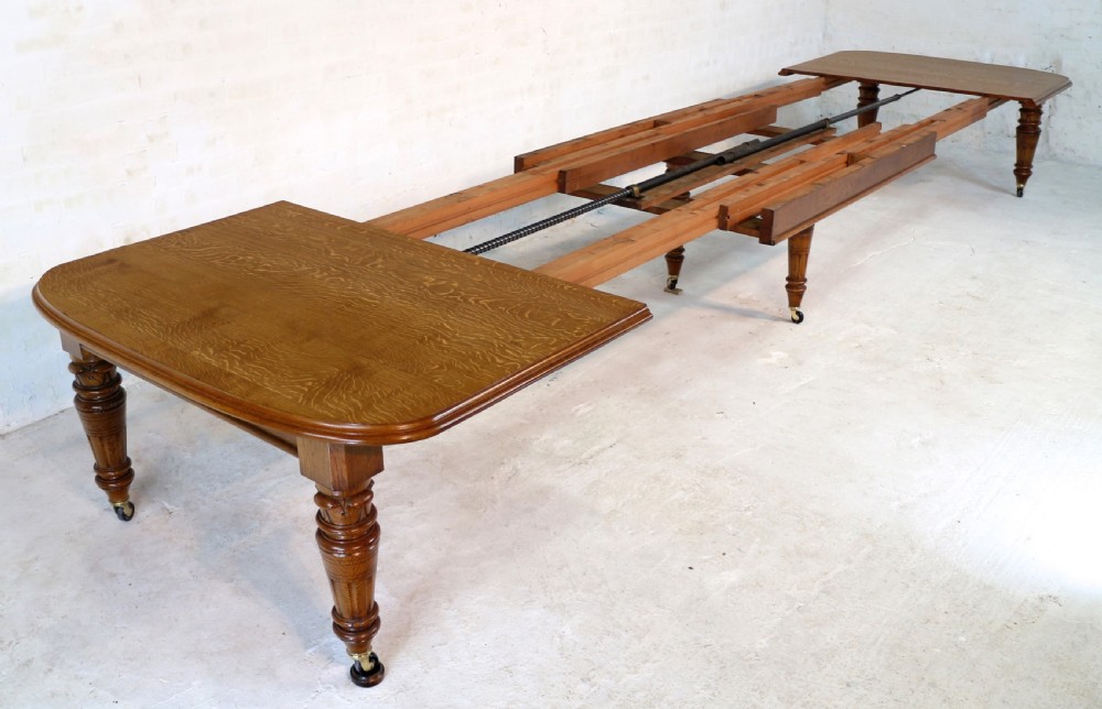 Victorian Oak Extending Dining Table & 8 Leaves, 18ft, seats 20 View XIV