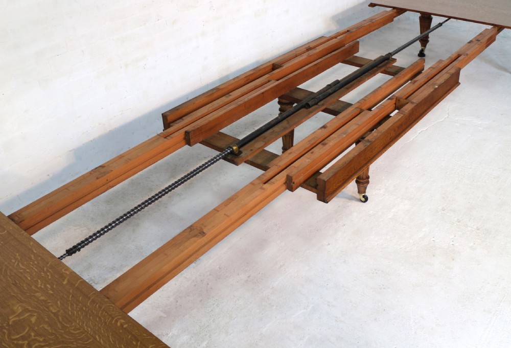 Victorian Oak Extending Dining Table & 8 Leaves, 18ft, seats 20 View XV