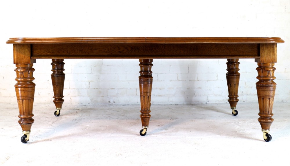 Victorian Oak Extending Dining Table & 8 Leaves, 18ft, seats 20 View XX