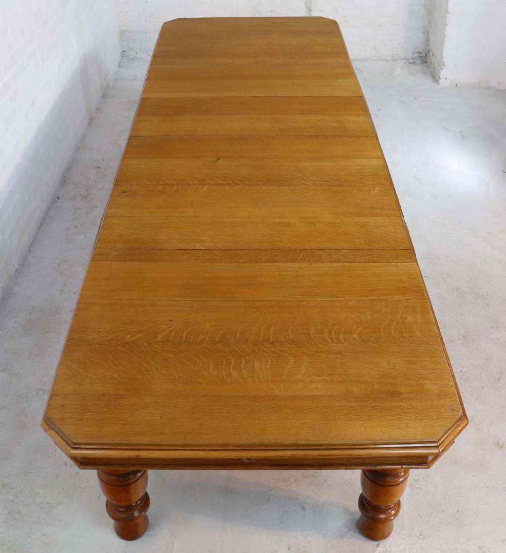 Victorian Oak Extending Dining Table & 4 Leaves, 12ft/seats 14 View V
