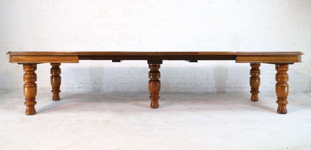 Victorian Oak Extending Dining Table & 4 Leaves, 12ft/seats 14 View VIII