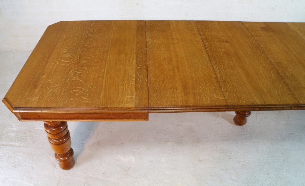 Victorian Oak Extending Dining Table & 4 Leaves, 12ft/seats 14 View X