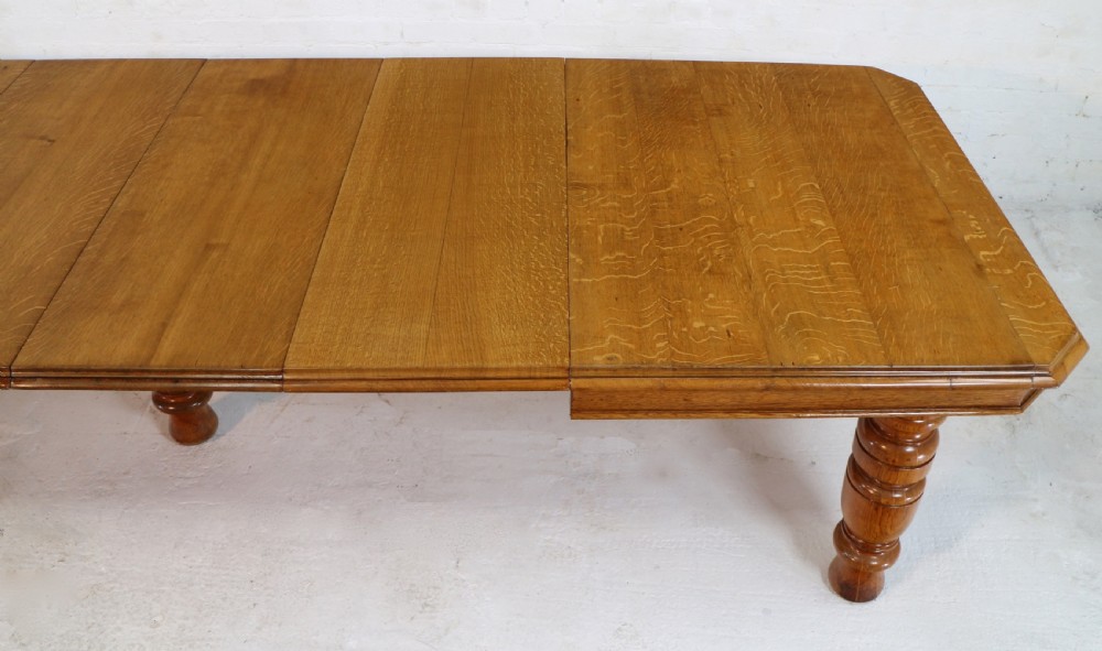 Victorian Oak Extending Dining Table & 4 Leaves, 12ft/seats 14 View XI