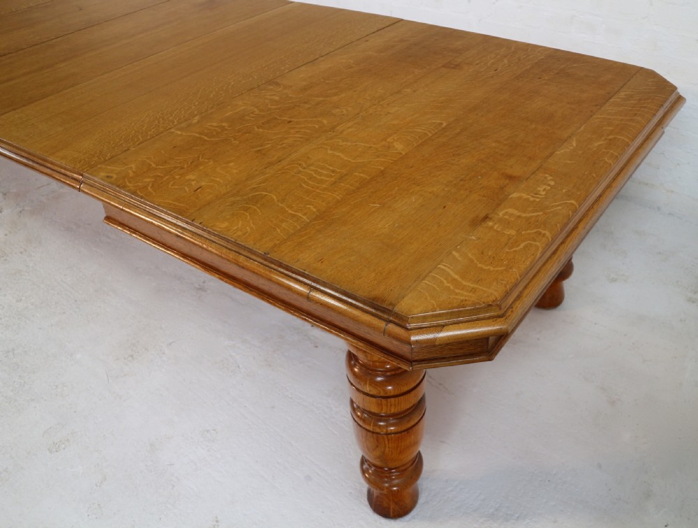 Victorian Oak Extending Dining Table & 4 Leaves, 12ft/seats 14 View XV