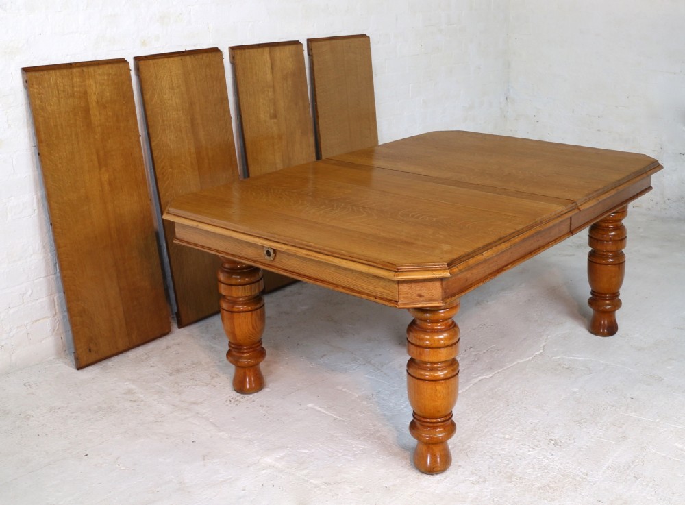 Victorian Oak Extending Dining Table & 4 Leaves, 12ft/seats 14 View XIX
