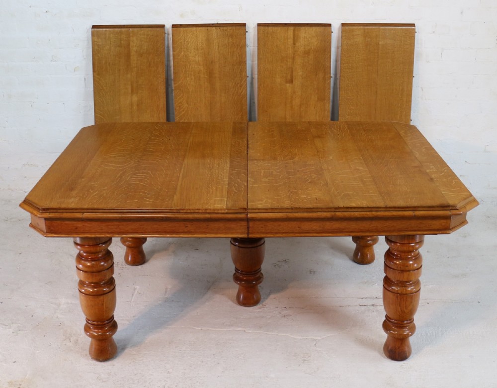 Victorian Oak Extending Dining Table & 4 Leaves, 12ft/seats 14 View XX