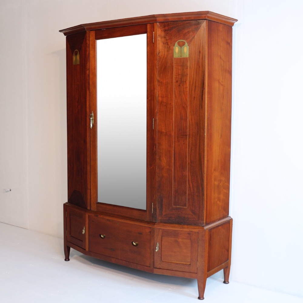 Arts & Crafts Glasgow School Inlaid Walnut Wardrobe Attributed to Wylie & Lochhead View IV