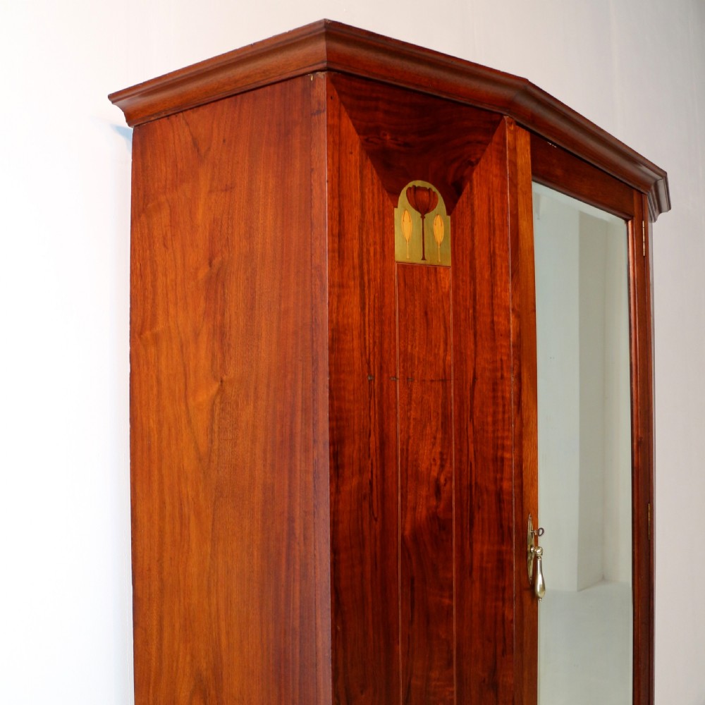 Arts & Crafts Glasgow School Inlaid Walnut Wardrobe Attributed to Wylie & Lochhead View XXI