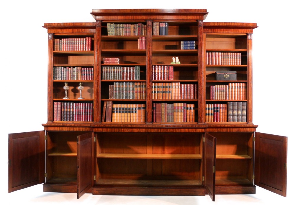 William IV Mahogany Breakfront Library Bookcase View XVIII