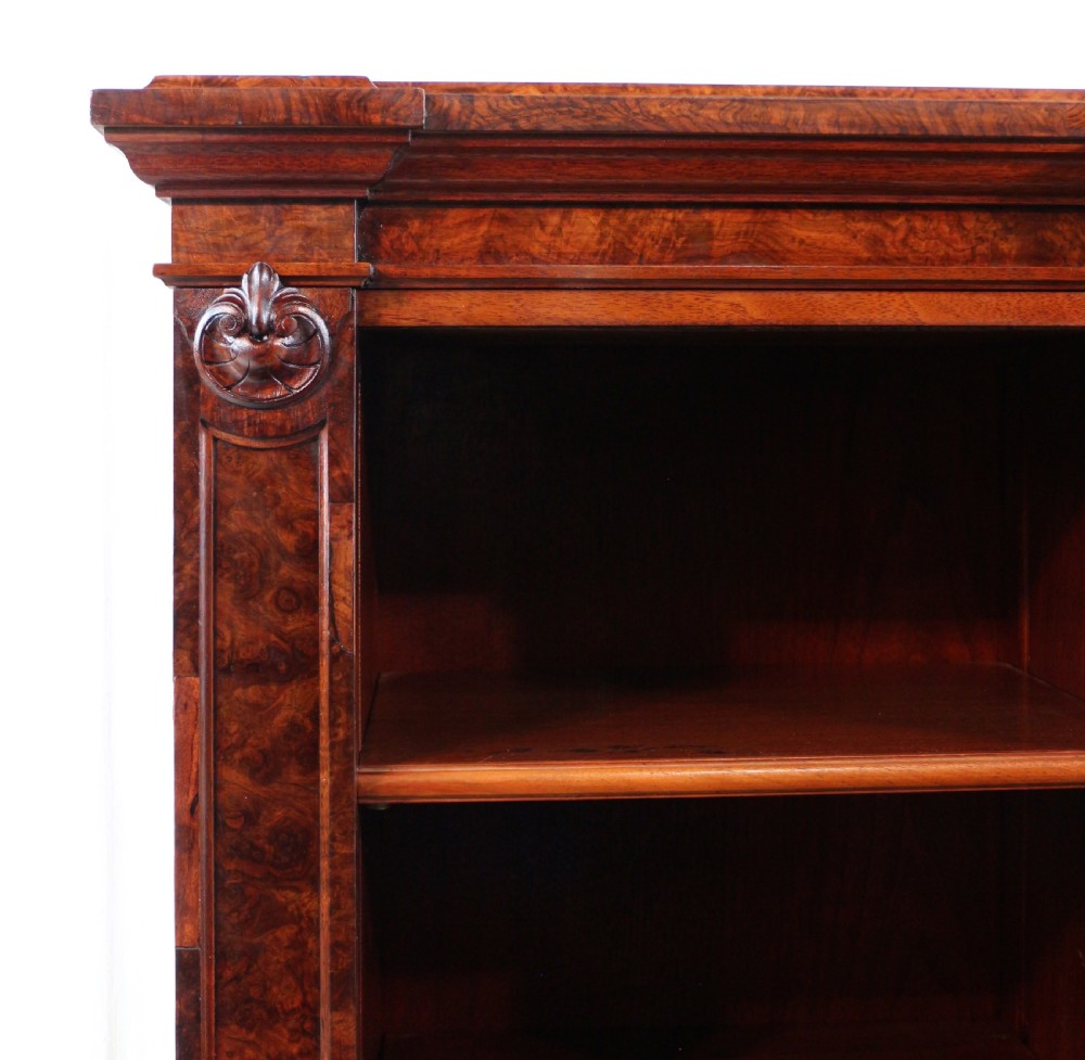 Victorian Burr Walnut Breakfront Bookcase / Side Cabinet View XI
