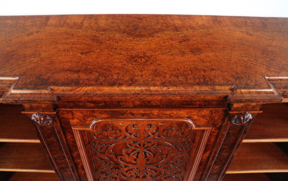Victorian Burr Walnut Breakfront Bookcase / Side Cabinet View XVIII