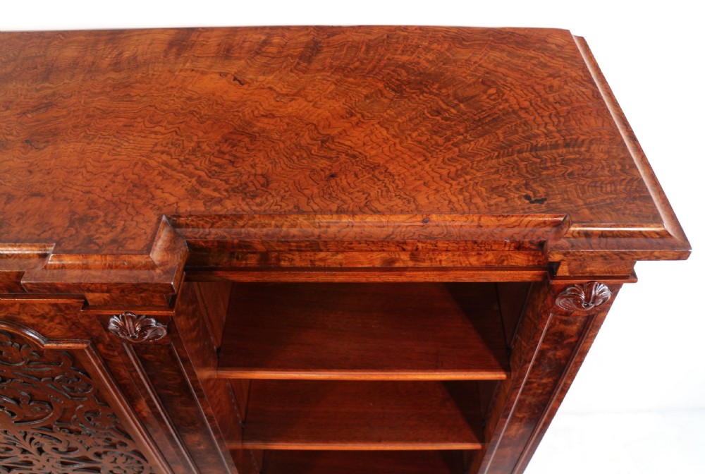 Victorian Burr Walnut Breakfront Bookcase / Side Cabinet View XIX