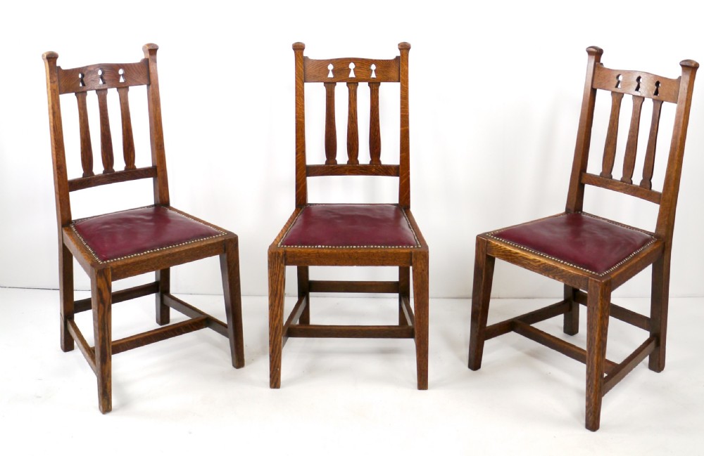 Set of 8 Arts & Crafts Oak Dining Chairs View III