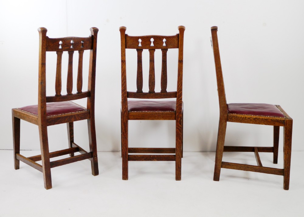 Set of 8 Arts & Crafts Oak Dining Chairs View VI