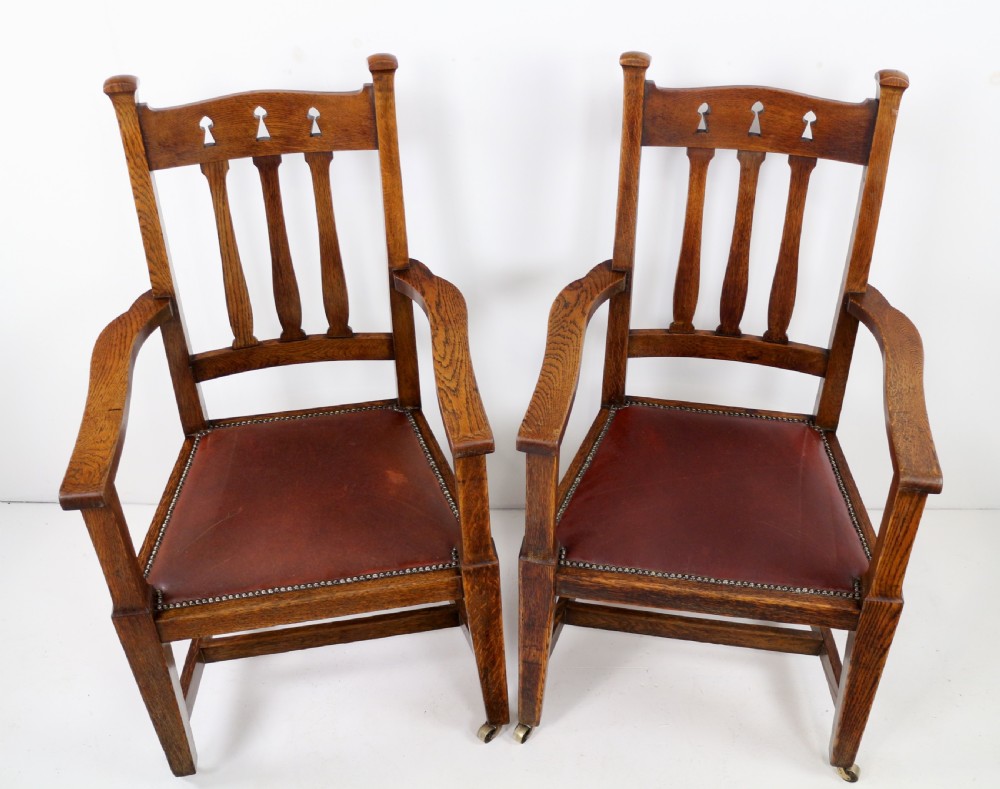 Set of 8 Arts & Crafts Oak Dining Chairs View VIII