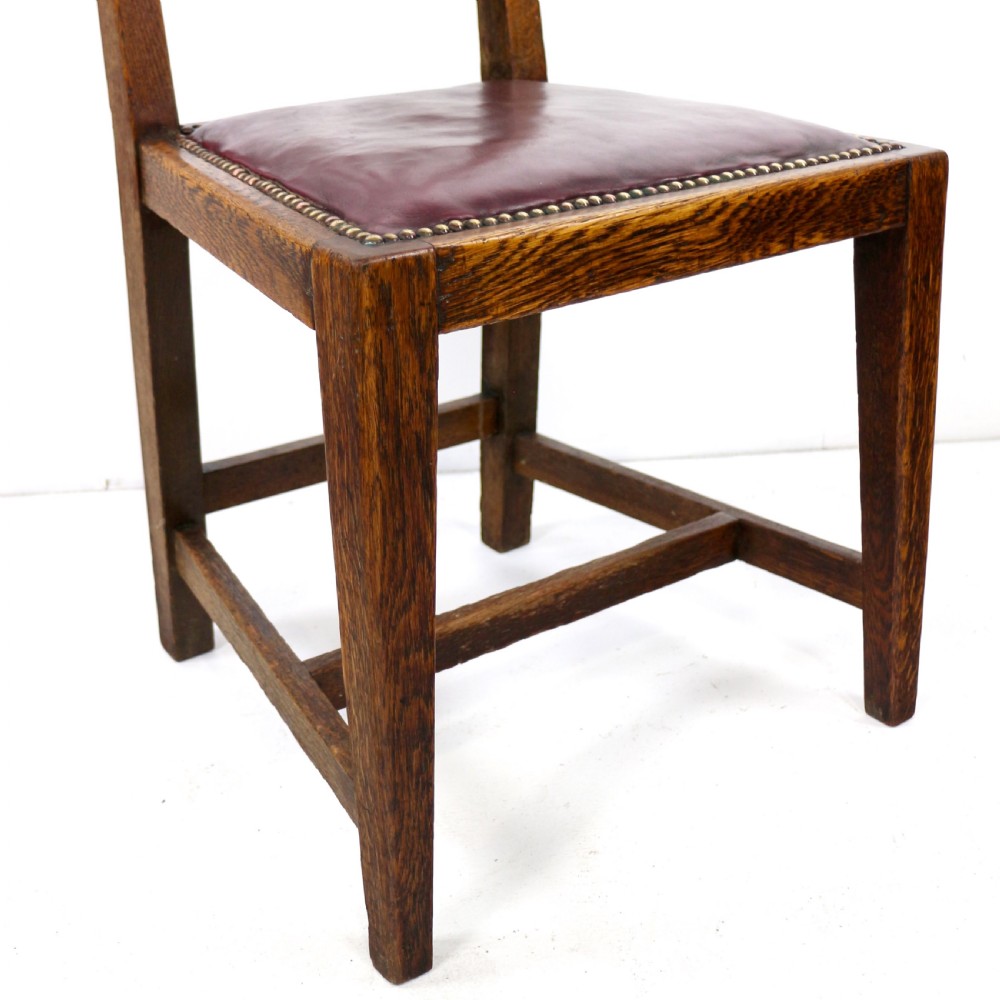 Set of 8 Arts & Crafts Oak Dining Chairs View XVI