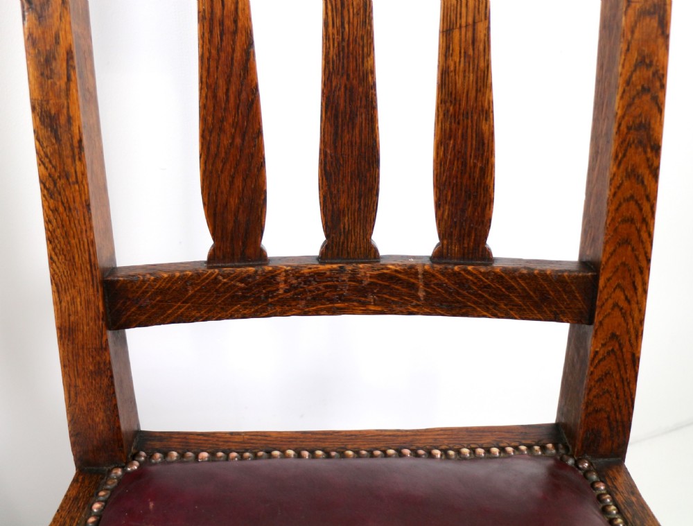 Set of 8 Arts & Crafts Oak Dining Chairs View XIX