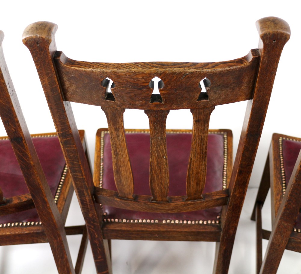 Set of 8 Arts & Crafts Oak Dining Chairs View XX